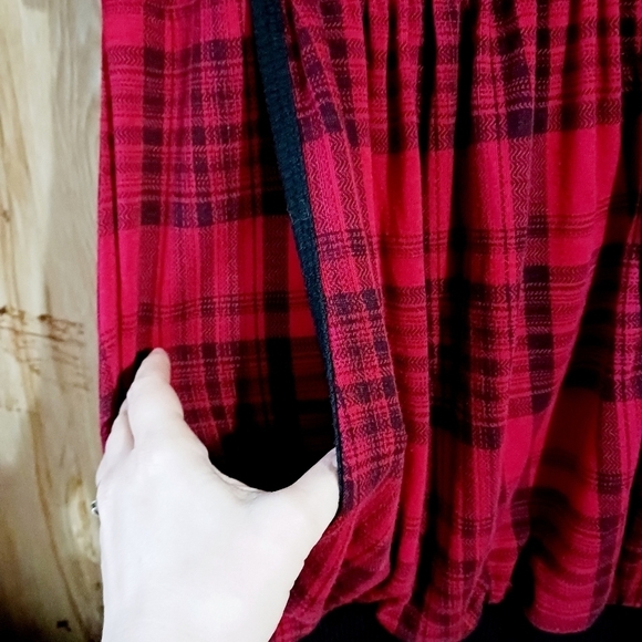 COPY - Ultra Flirt Red Plaid Drop Waist Top - Picture 4 of 5